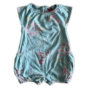 Tea Collection Teal Floral Romper Girls' 3-6 Months